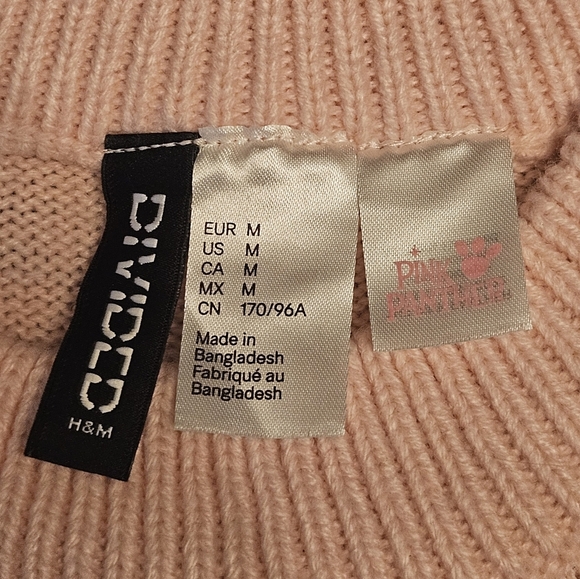 Divided by H&M Pink Panther Pink Cropped Crew Neck Long Sleeve Sweater M - Picture 9 of 10